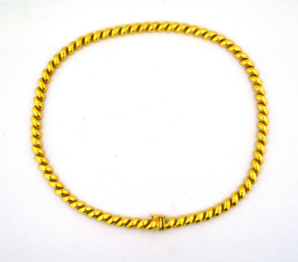 14K Yellow Gold 16.5IN 6.7MM San Marco Macaroni Link Necklace 32.3G - Jewelry Works