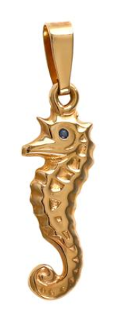 03032 - 1" SEAHORSE WITH SAPPHIRE EYE - Jewelry Works