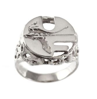 Retro Pell Logo Sterling Silver Ring - Jewelry Works