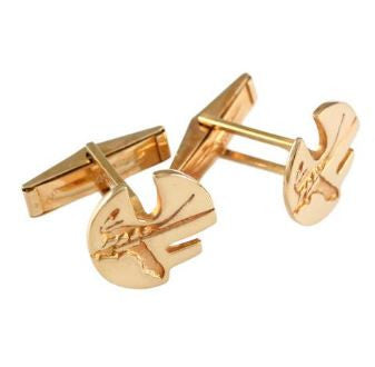5/8" 14K Gold Retro Style Pell Logo University of Florida Cuff Links - Jewelry Works