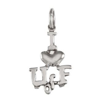3/4" Sterling Silver I love UF Logo Charm Pendant - Jewelry Works