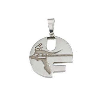 9/16" University of Florida Retro Pell Logo Pendant in Sterling Silver - Jewelry Works