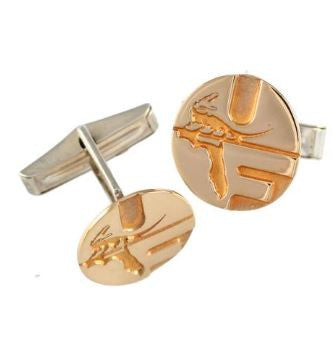 5/8" 14K Solid Gold Retro Style Pell Logo University of Florida Cuff Links - Jewelry Works