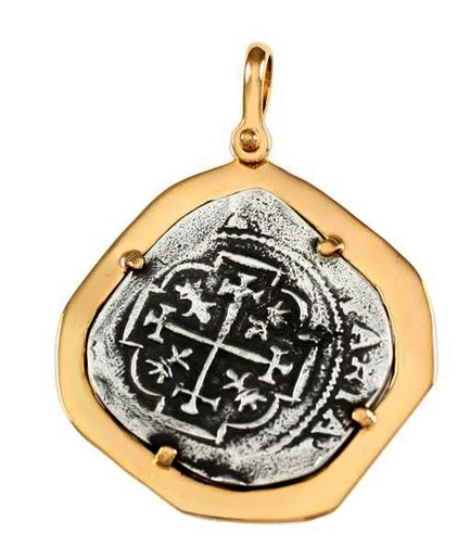 1 5/8" REPLICA ATOCHA WITH SMOOTH WIDE BEZEL FRAME & SHACKLE BAIL - ITEM #14904 - Jewelry Works
