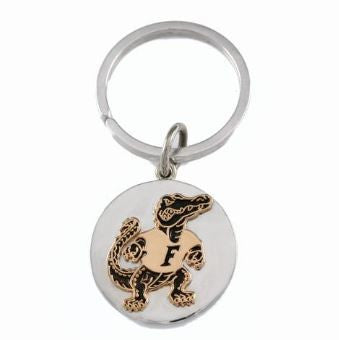 Florida Gator Sterling Silver and 14K Yellow gold Albert Key Ring Keychain - Jewelry Works