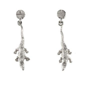 1 1/4" Sterling Silver Albert Gator Dangle Earrings with Pell Logo Post - Jewelry Works