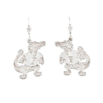 1" Sterling Silver Albert Gator Dangle Earrings - Jewelry Works