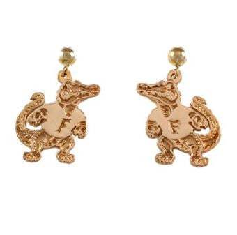 3/4" 14K Gold Albert Gator Dangle Post Earrings - Jewelry Works