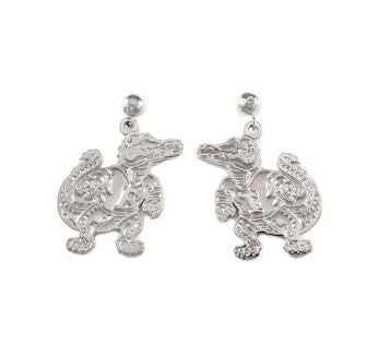 3/4" Sterling Silver Albert Gator Dangle Earrings Satin Finish - Jewelry Works