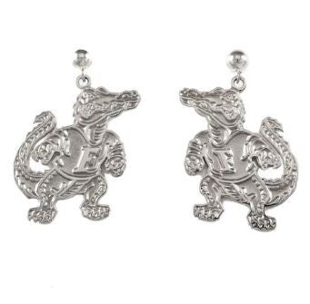 1" Sterling Silver Albert Gator Dangle Earrings Satin Finish - Jewelry Works