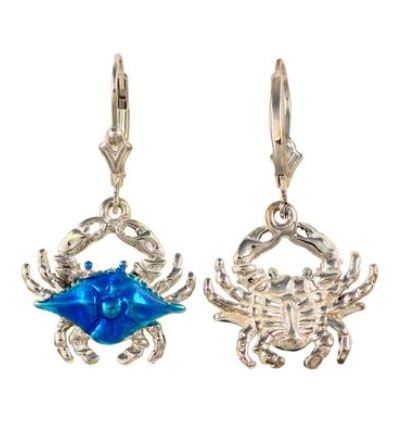 30905 - ENAMELED BLUE CRAB EARRINGS - Jewelry Works