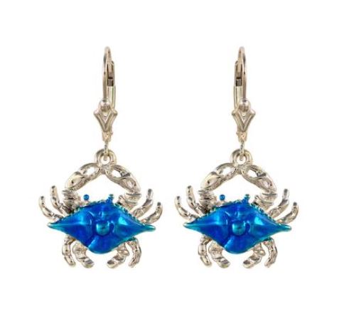 30905 - ENAMELED BLUE CRAB EARRINGS - Jewelry Works