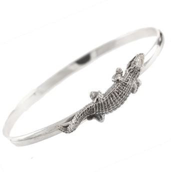 1 3/8" Sterling Silver Gator Alligator Hook Bracelet - Jewelry Works