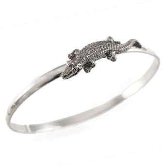 1 3/8" Sterling Silver Gator Alligator Hook Bracelet - Jewelry Works