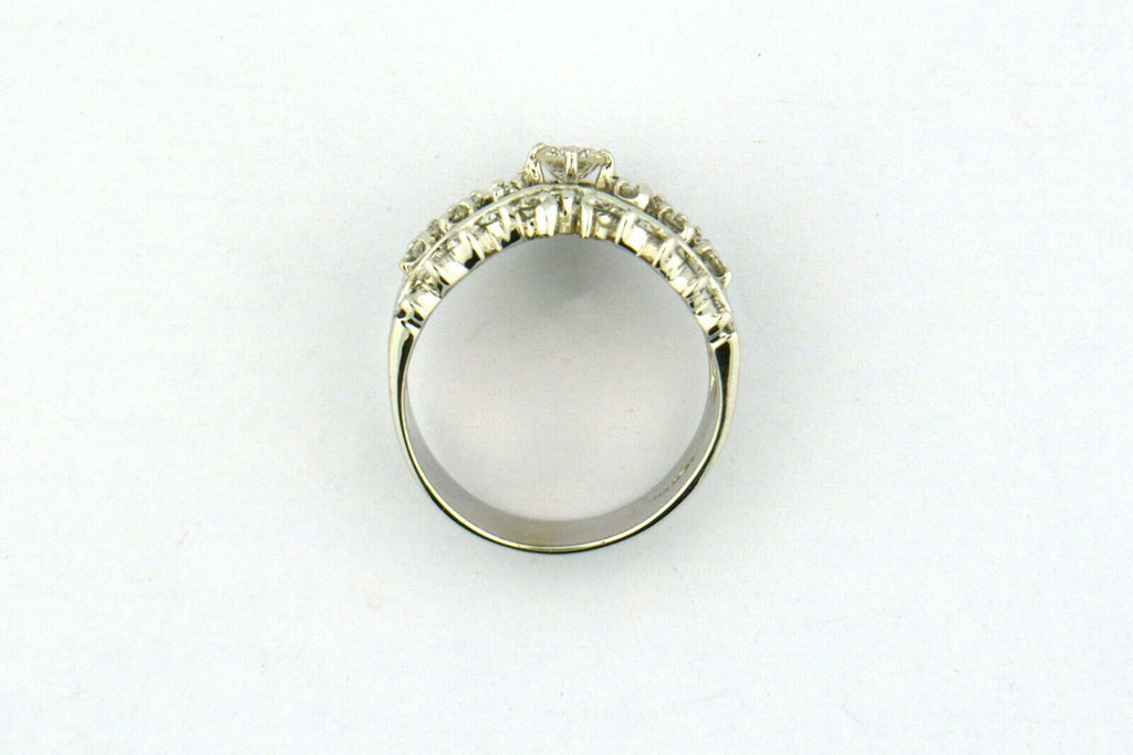 14KW 1.5CTTW Edgy Elegant Three Row Diamond Chevron V Ring SI1-SI2 G-H 7.4 grams - Jewelry Works