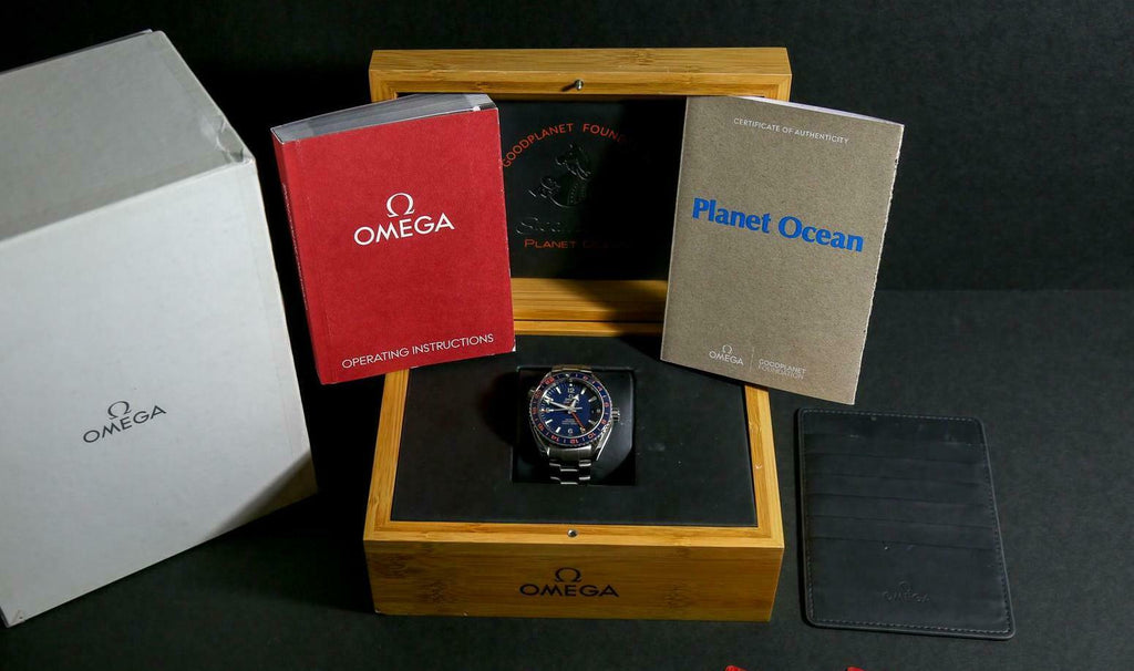 Omega Seamaster GMT Planet Ocean Stainless Steel Automatic Watch with Orange and - Jewelry Works