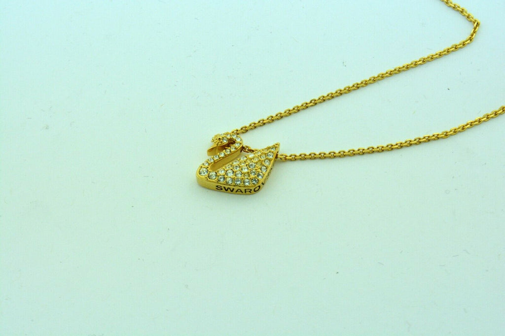 Swarovski Crystal Gold Tone Swan Pendant - Jewelry Works
