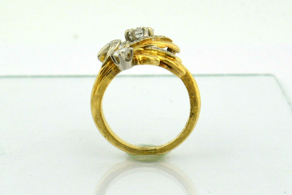 Antique Custom Leaf Inspired Ring 1.4cttw Diamonds 14K Yellow/White Gold Unique - Jewelry Works
