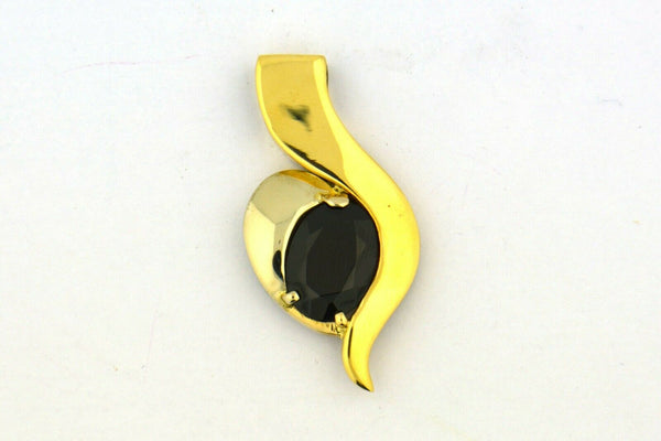 14KY Oval 6.8ct Garnet Slide Pendant Handmade 39x2.MM 8.8g - Jewelry Works