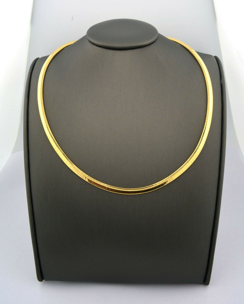 14K Yellow Gold High Quality 18in 4mm Omega Collar Necklace 25.5G - Jewelry Works