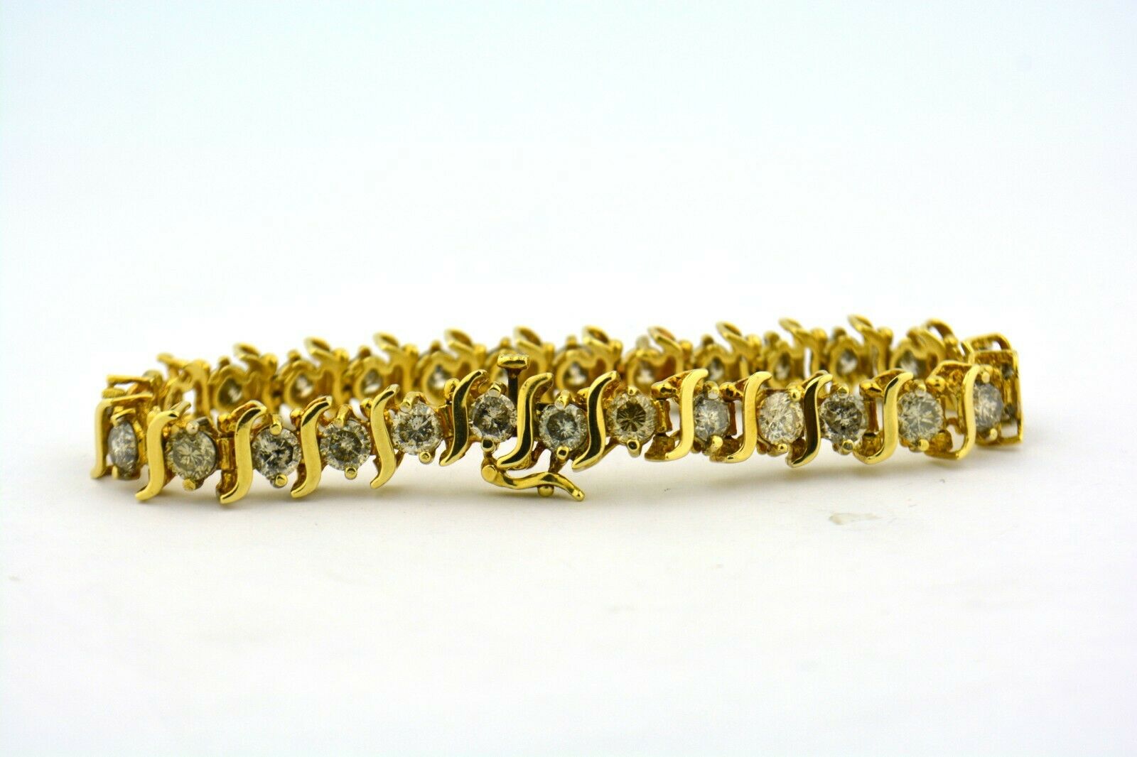Simon G. 2.51 CTW Diamond Sapphire 18 Karat White Gold Line Bracelet |  Wilson's Estate Jewelry