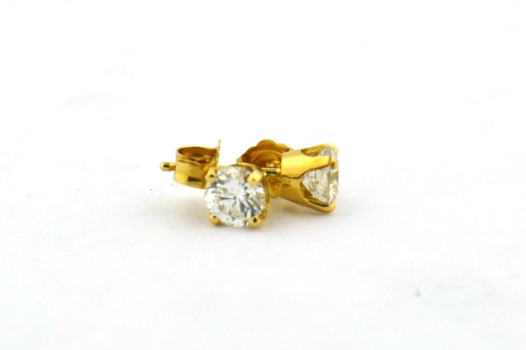 14KY 0.85CTTW Round Natural Diamond SI2 G Four Prong Stud Earrings - Jewelry Works