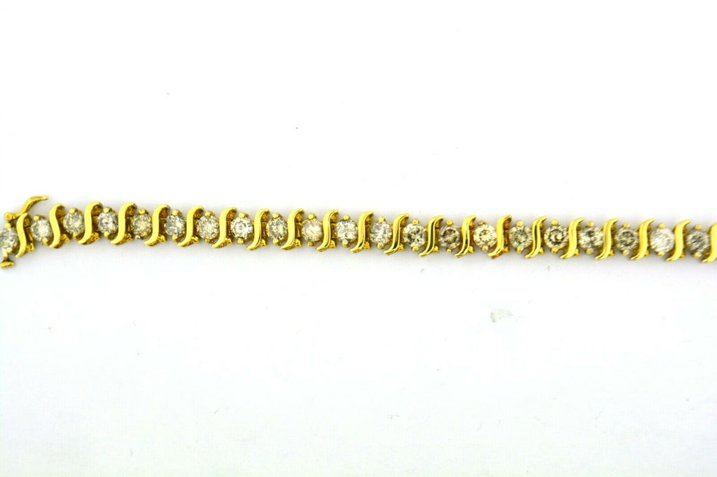 10k Yellow Gold Tennis Bracelet 9.50cttw Natural Diamonds 7.25" Vintage 18 grams - Jewelry Works