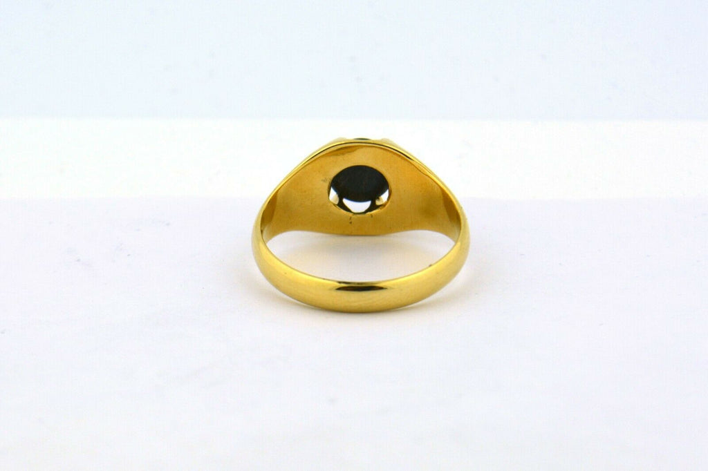 14K Yellow Gold 2.5CT Round Black Star Sapphire Ring Size 9.5 6.4G - Jewelry Works