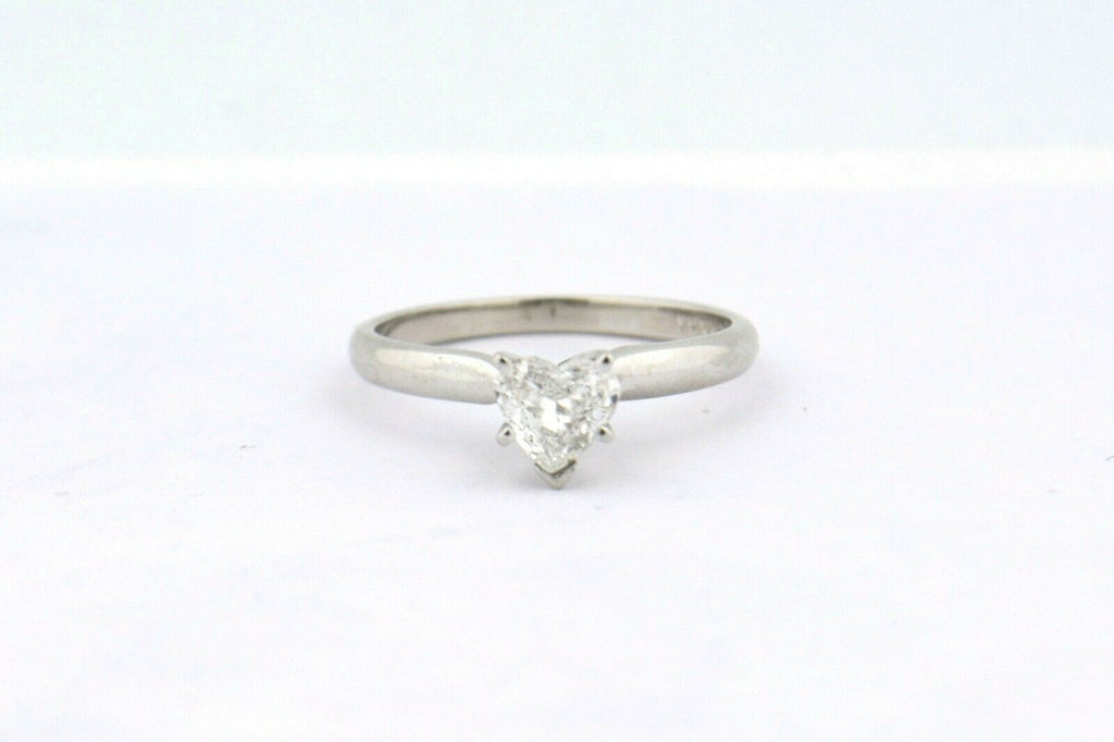14KW 0.50CT Natural Diamond Heart Solitaire Engagement Ring I1 H 2.3g Size 6.5 - Jewelry Works