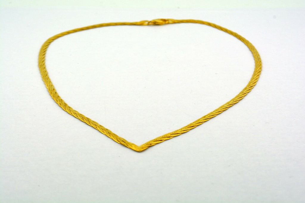 14K Yellow Gold 16.5IN Flat Braided V Necklace 7.8G - Jewelry Works