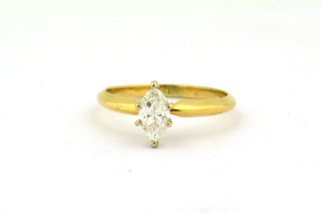 14K yellow gold .40ct Natural Diamond Marquise Solitaire Ring SI2-H 1.8g - Jewelry Works