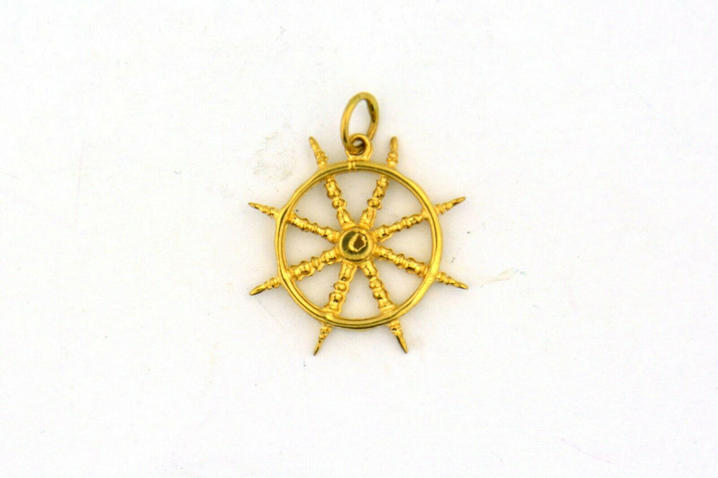 14KY 25x21MM Ship's Wheel or Helm Charm 2.3G - Jewelry Works