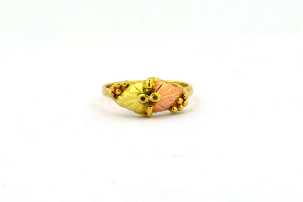 10 Karat Black Hills Gold Ring Leaf Design 2.6G Size 6.5 - Jewelry Works