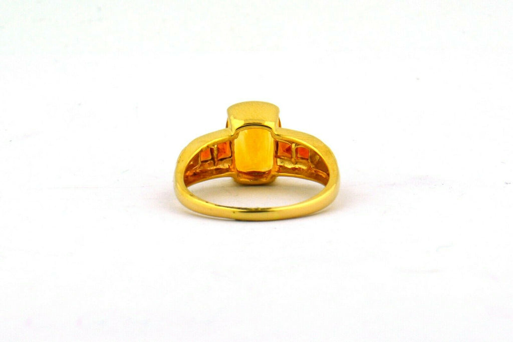 14KY Gold 2.5CTTW Cushion Citrine Ring with Channel Set Accents 4.6G Size 9 - Jewelry Works