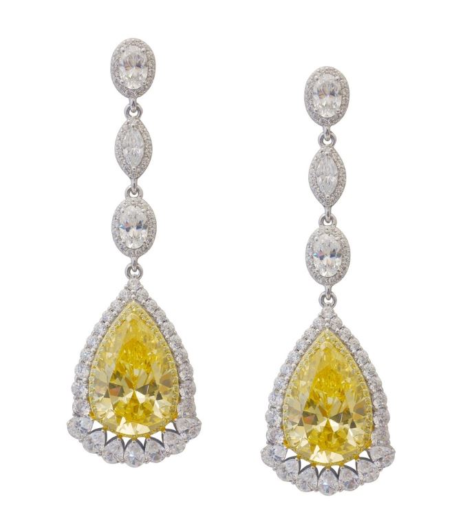 Canary Simulated Diamond Drop Earrings 8E025CAP - Jewelry Works