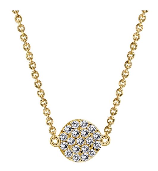 9N022CLG Gold Plated Simulated Diamond Circle Necklace - Jewelry Works