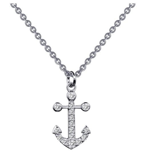 9N024CLP Anchor Simulated Diamond Necklace - Jewelry Works