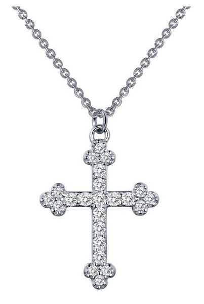 9N025CLP Cross Simulated Diamond Necklace - Jewelry Works
