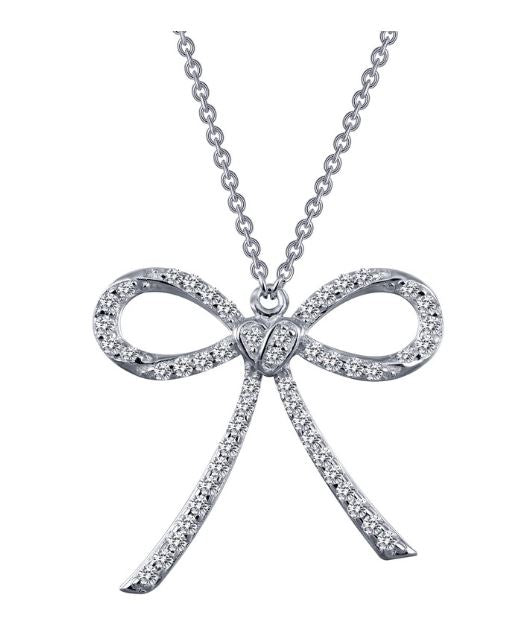 9N053CLP Simulated Diamond Bow Necklace - Jewelry Works