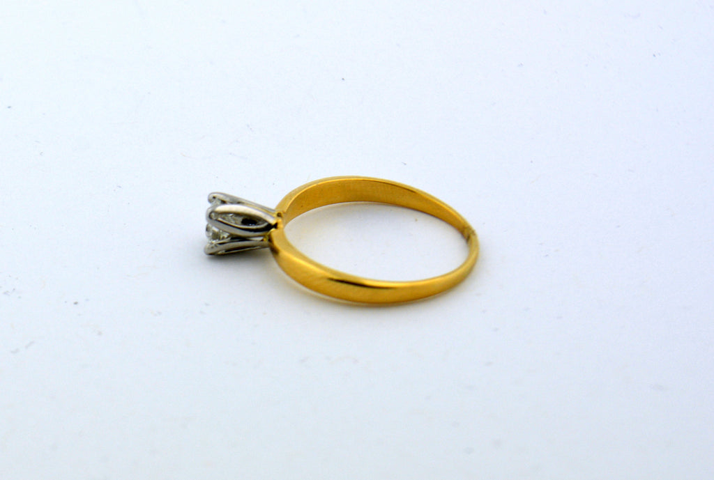 18K Yellow Gold with Platinum Tulip Head Princess Cut Diamond Solitaitre .60ct - Jewelry Works