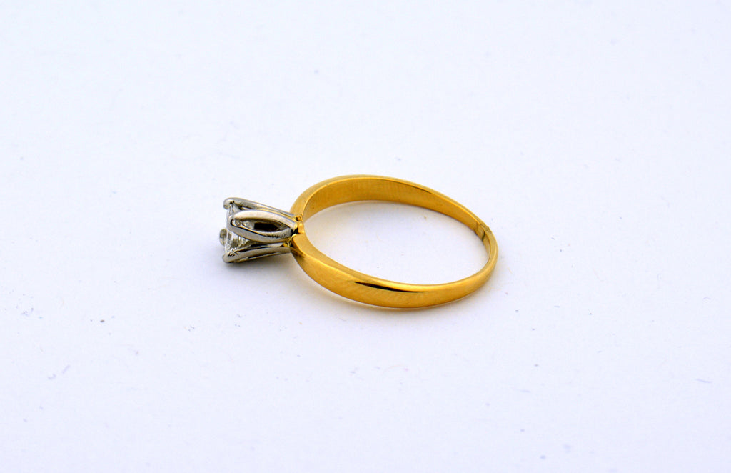 18K Yellow Gold with Platinum Tulip Head Princess Cut Diamond Solitaitre .60ct - Jewelry Works