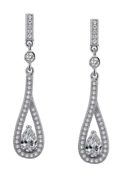 Pear Drop Earrings Simulated Diamonds E0018CLP - Jewelry Works