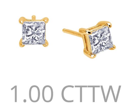 1 cttw Simulated Diamond Princess Cut Post Earrings - Jewelry Works