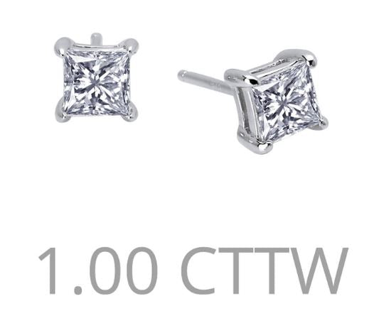 1 cttw Simulated Diamond Princess Cut Post Earrings - Jewelry Works