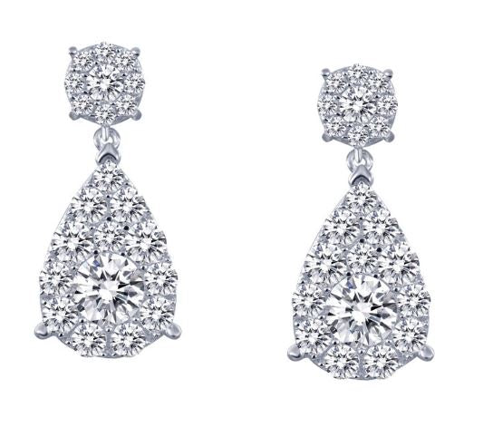 Simulated Diamond Cluster Pear Drop Earrings E0194CLP - Jewelry Works