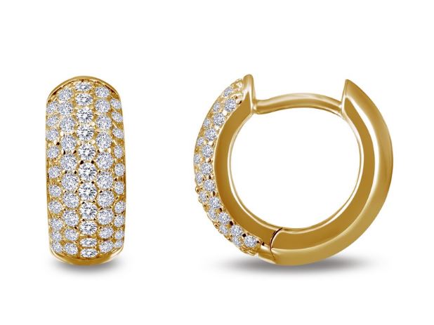Simulated Diamond Wide Huggie Hoop Earrings E0200CLG - Jewelry Works