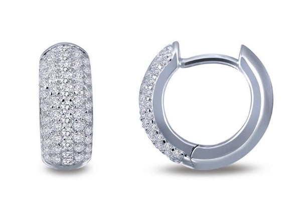 Simulated Diamond Wide Huggie Hoop Earrings E0200CLP - Jewelry Works