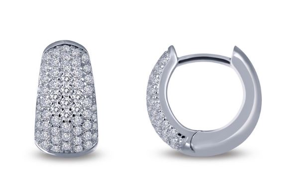 Simulated Diamond Tapered Huggie Hoop Earrings E0202CLP - Jewelry Works