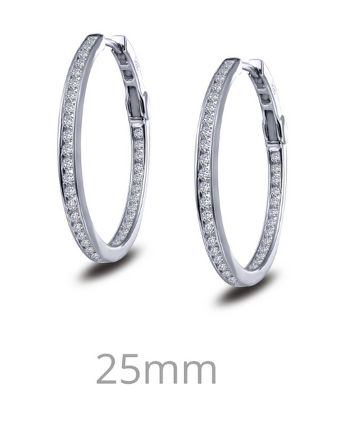 Simulated Diamond Inside Out Hoop Earrings E0250CLP - Jewelry Works