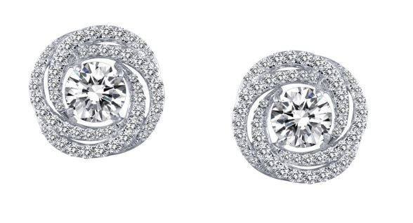 Simulated Diamond Love Knot Halo Earrings E0254CLP - Jewelry Works
